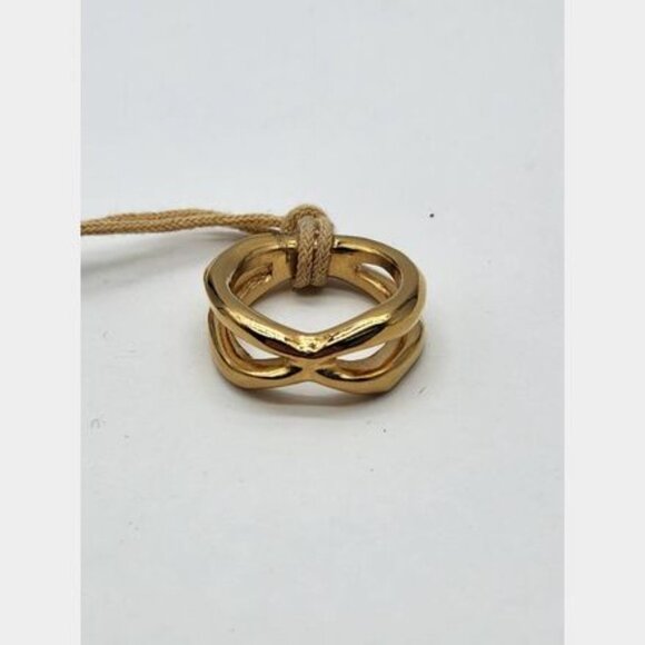 UNOde50  Gold Plated Open Crossed Twist Ring NWT $155 sz 7 - Picture 4 of 6